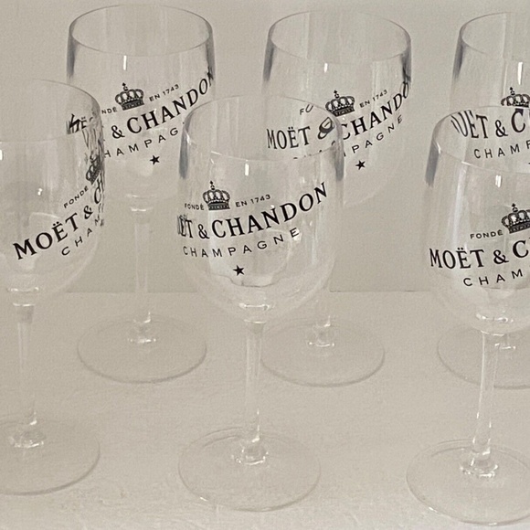 Moet & Chandon Champagne Clear Acrylic Party Goblets SET OF SIX (6)-USA SHIPPER - Picture 4 of 6